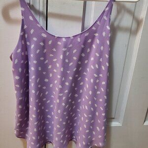 Loft purple & white print tank top xxs